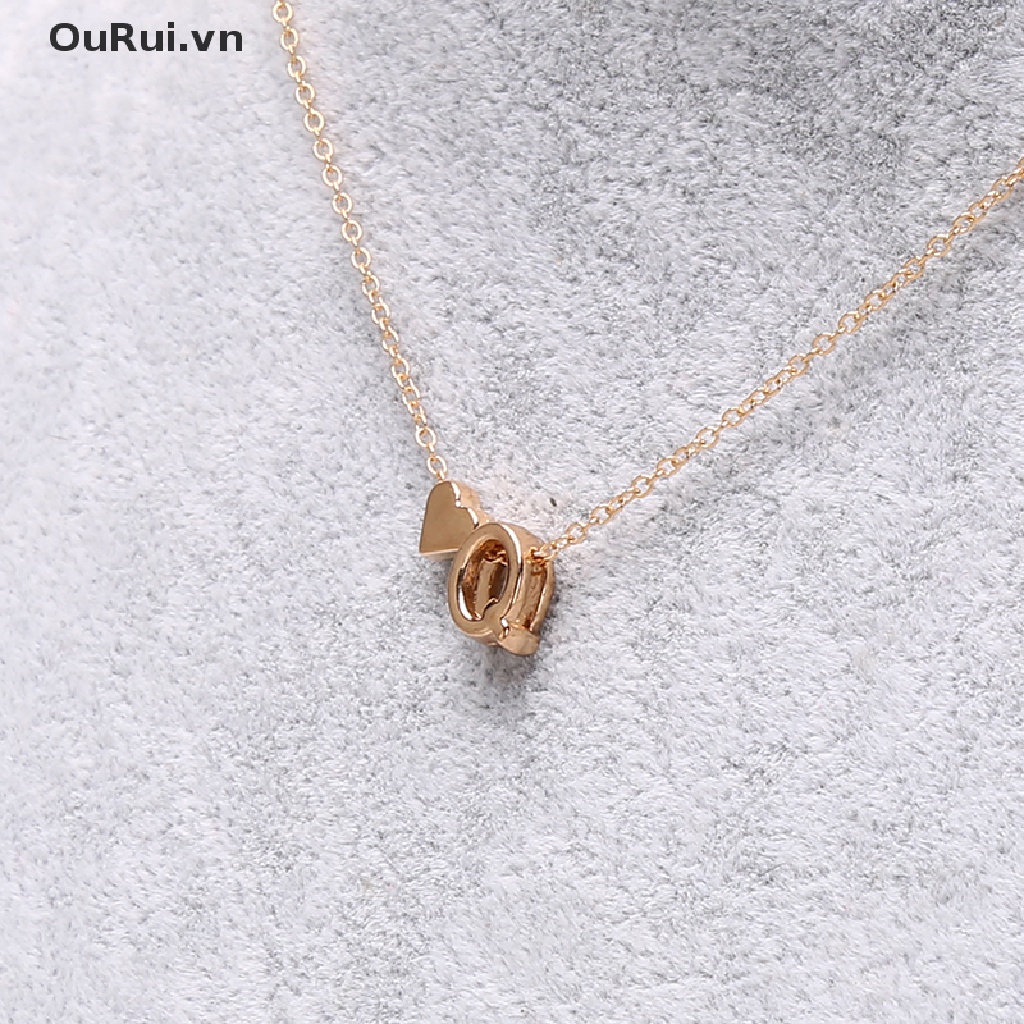 Vòng cổ Mặt Trái Tim Nhỏ Màu Vàng / Bạc in Chữ Thời Trang