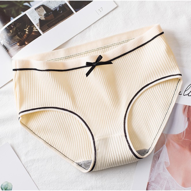 Quần lót nữ Cotton gân tăm đính nơ có chọn size chọn màu QLCT03 | BigBuy360 - bigbuy360.vn