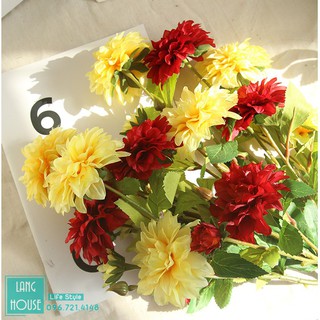 Tổng Kho Decor Hoa Giả Hoa Lụa - HOA THƯỢC DƯỢC CAO CẤP Giống Thật 1 Cành 4 Bông