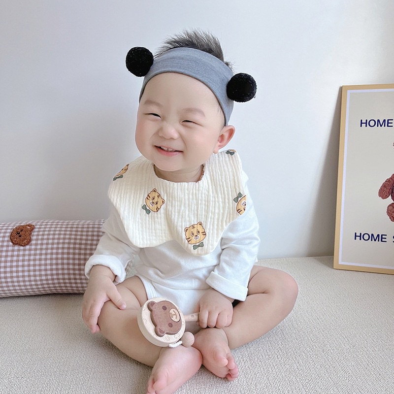 Yếm cổ tròn xoay cho bé gái bé trai 360 độ chất liệu muslin 6 lớp 100% cotton cao cấp an toàn cho da YT01