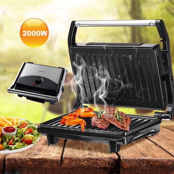 Máy nướng thịt bbq, kẹp bánh mì 2000W có chỉnh nhiệt SOKANY