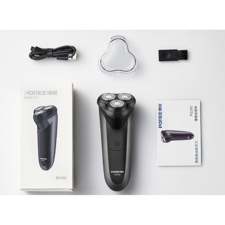 [PS190/PS197 tùy chọn]Máy Cạo Râu Sạc Điện 3 Lưỡi Poree PS190/PS197 May Cau Rau Hàng Xịn Bảo Hành 12 Tháng