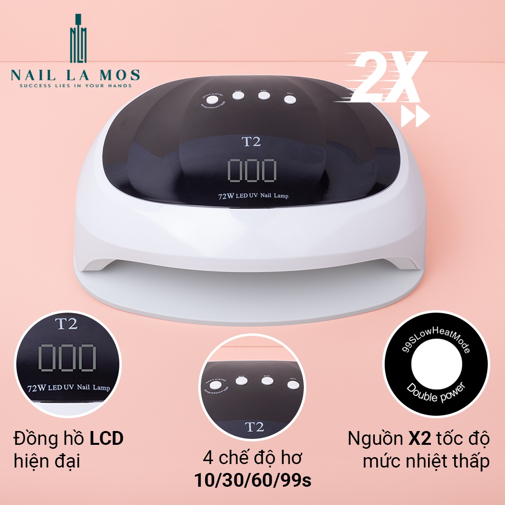 Máy hơ gel T2 72W 2in1 36 bóng đèn led/uv - Hàng chính hãng bảo hành 6 tháng