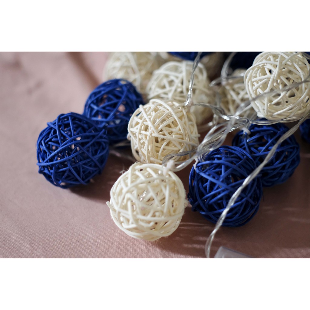 Dây đèn LED Cầu Mây siêu xinh 3m và 1m5 với 2 màu vàng và vàng xanh + Tặng Pin