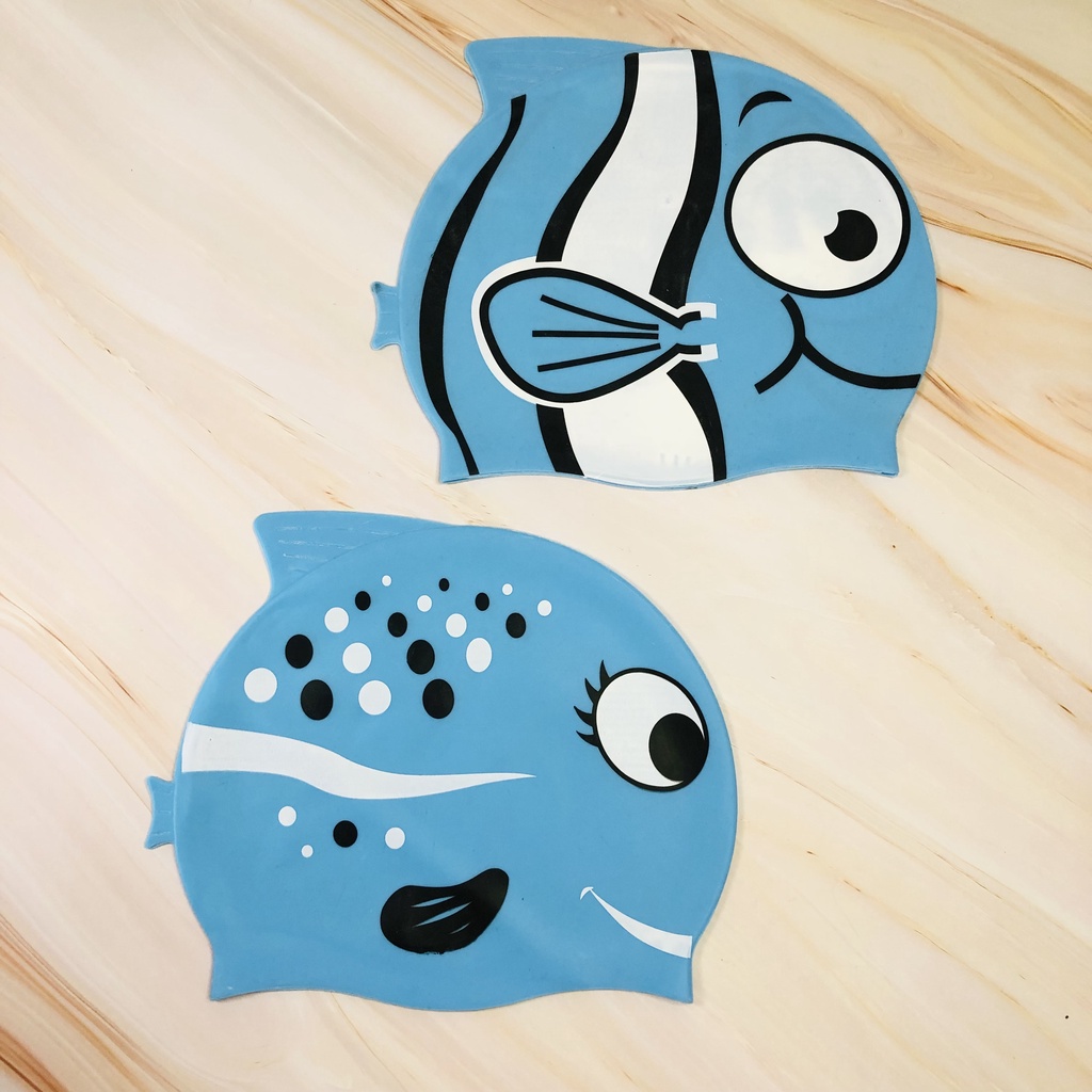 Nón bơi trẻ em, nón bơi cho bé chất silicon chống thấm nước co giãn tốt hình cá cho bé thoải mái bơi lội - CASHZINESHOP