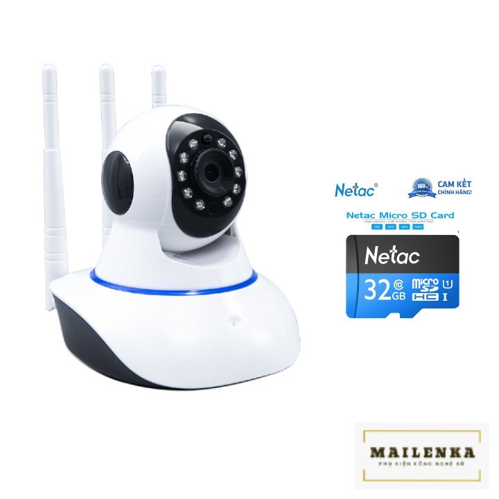 Camera IP Yoosee 3 râu tặng Thẻ nhớ chính hãng Netac 32G class 10 NK - BH 05 năm