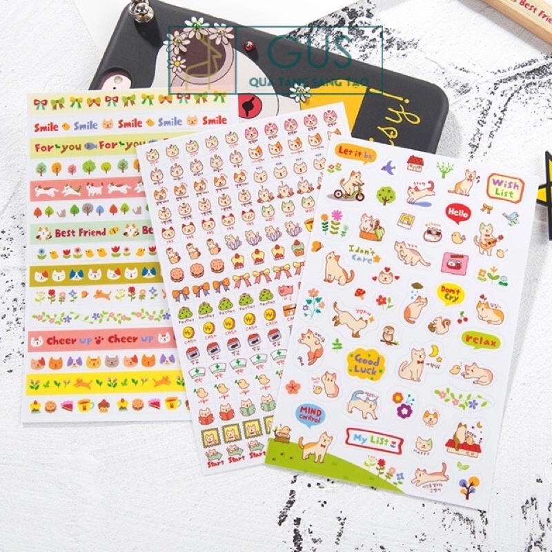 Sticker Animal lẻ 1 tấm GusShop trang trí góc học tập