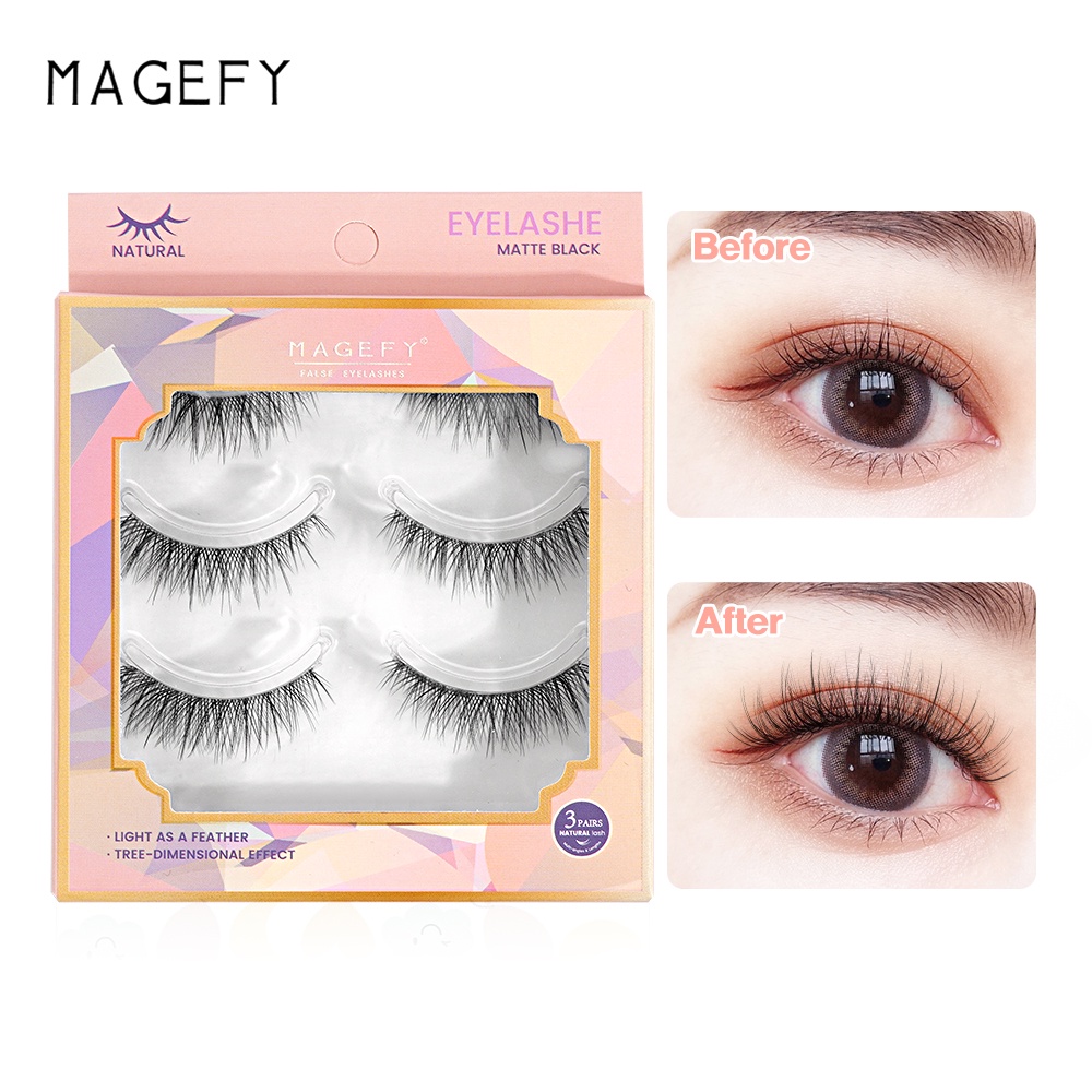 Set 3 cặp lông mi giả MAGEFY cong dài dùng trang điểm tự nhiên