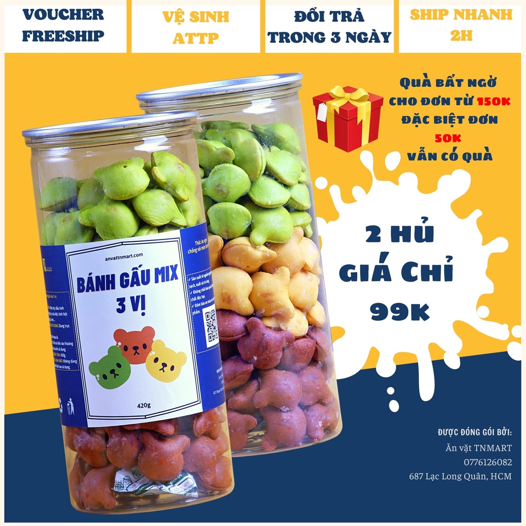 Bánh gấu 3 vị ngon rẽ 420g - ăn vặt TNmart Sài Gòn