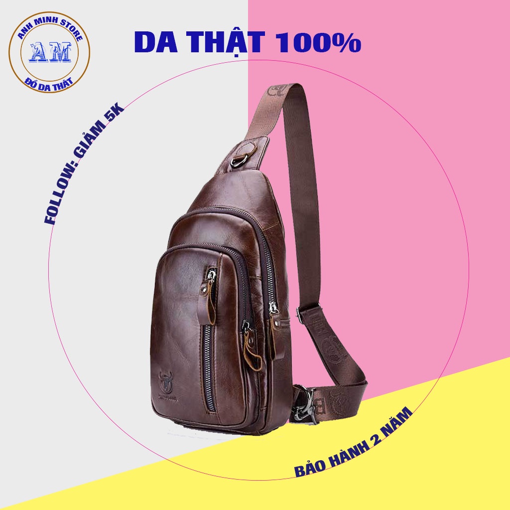 Túi đeo chéo nam da bò thật cao cấp mini chống nước phong cách thời trang trẻ dùng đi du lịch giá rẻ CS01