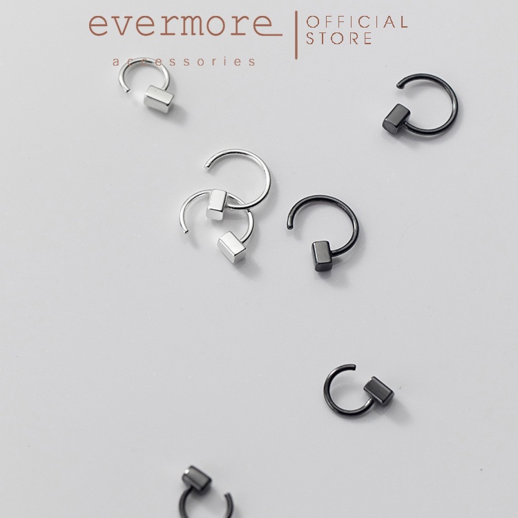 Bông tai bạc EVERMORE, khuyên tai tròn, hình vuông bạc ý 925 nguyên chất, phong cách thanh lịch, minimalism - H037