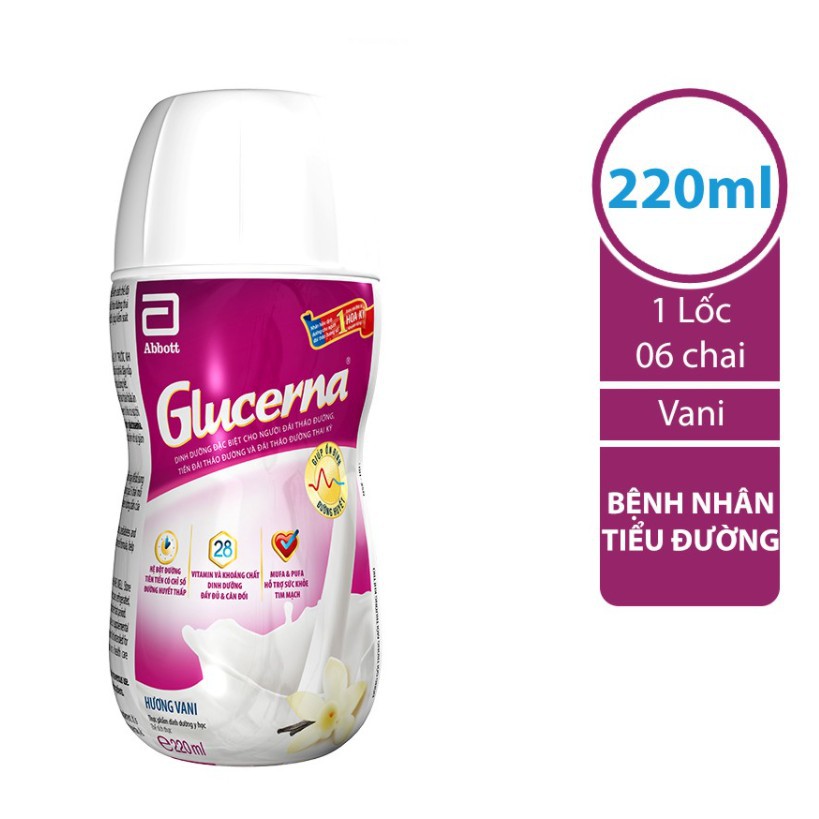 CAM KẾT CHÍNH HÃNG Lốc 6 chai sữa nước Glucerna 220ml/chai