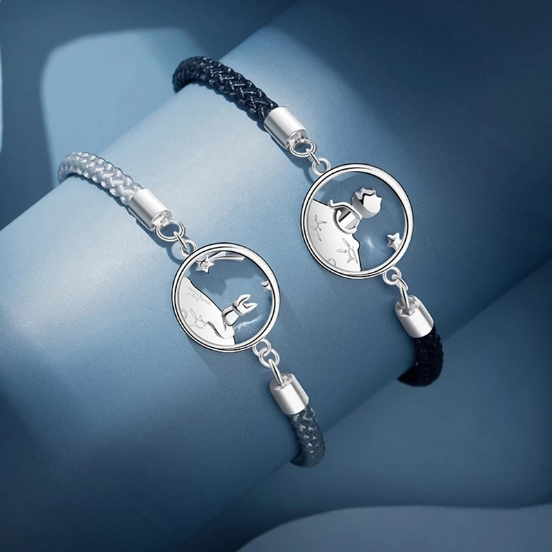 Vòng Tay Dây Bện Mặt Hình Chú Cáo Hoàng Tử Nhỏ Lãng Mạn Sáng Tạo Thời Trang Cho Nữ/Cặp Đôi