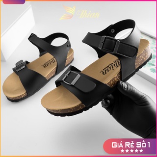 Sandal đế trấu nữ quai ngang - Chất da mềm, đế 3 lớp siêu bền