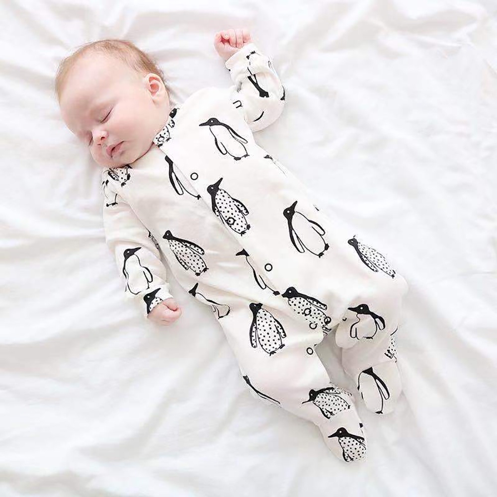 Bộ đồ ngủ liền thân ttkaababy áo dài tay bằng vải cotton dành cho trẻ em sơ sinh