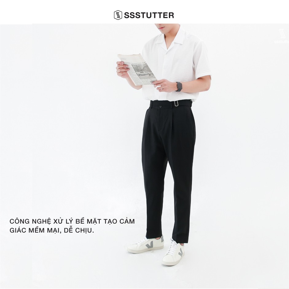 Quần âu nam dài đến mắt cá chân SSSTUTTER có đai quần thông minh ank pants