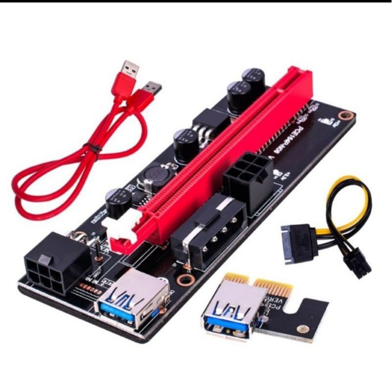 (ĐN)-Dây card Riser 009s có Led, cổng USB vàng mới 100%- Đào coin- lắp VGA rời - Riser Pci-e 1x to 16x. Dây USB 3.0