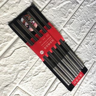Set 5 đôi đũa inox 304 khác hoa văn cao cấp