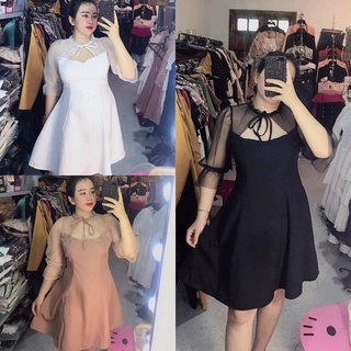 Đầm xoè tiểu thư bigsize 60=>90kg(đầm đi tiệc bigsize kim ngân)