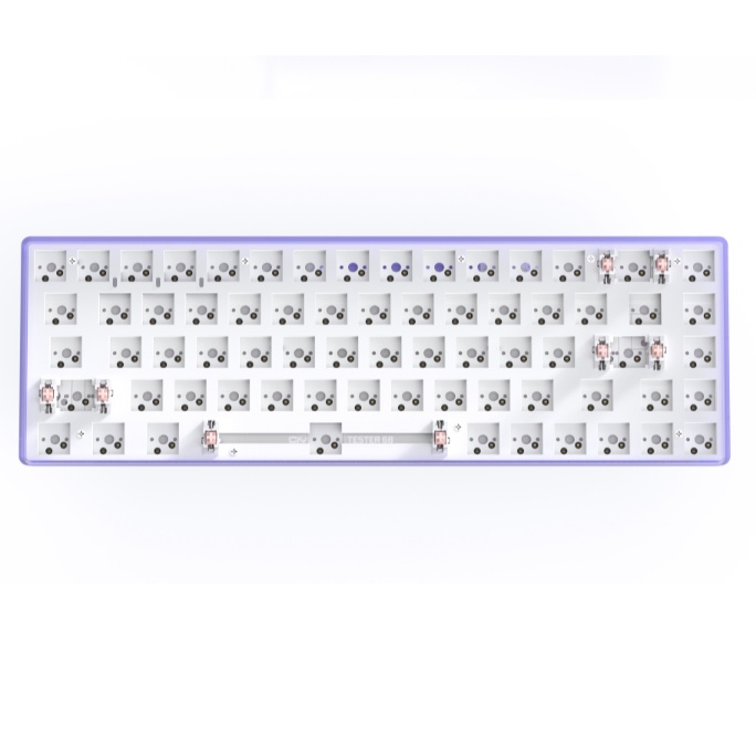Sẵn Hàng-Kit bàn phím cơ không dây Tester68 V2 trong suốt thay thế switch nhanh 2 chế độ Bluetooth và Receiver 2.4G