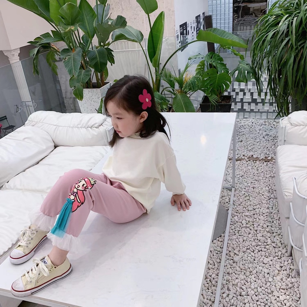 quần legging Elsa cho bé gái Vải Cotton In Hoạt Hình Công Chúa Thời Trang Xuân Thu Cho Bé Gái Từ 3-11 Tuổi