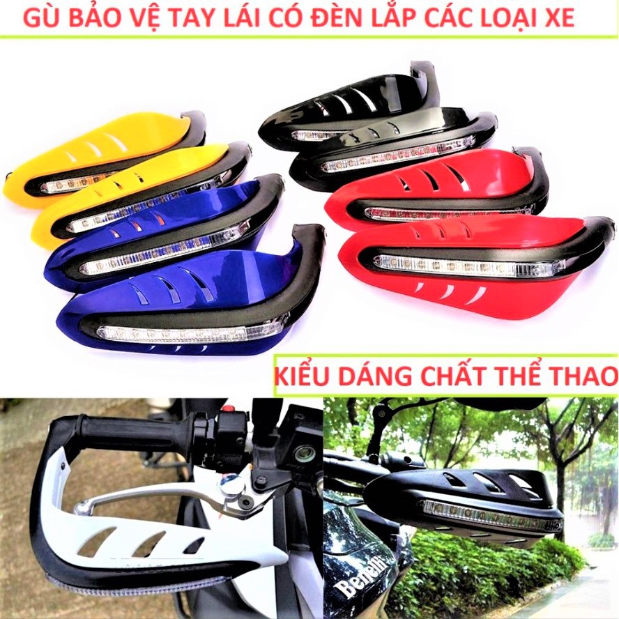 GÙ BẢO VỆ TAY LÁI CÓ ĐÈN CỰC NGẦU CHỐNG ĐỔ XE MÁY