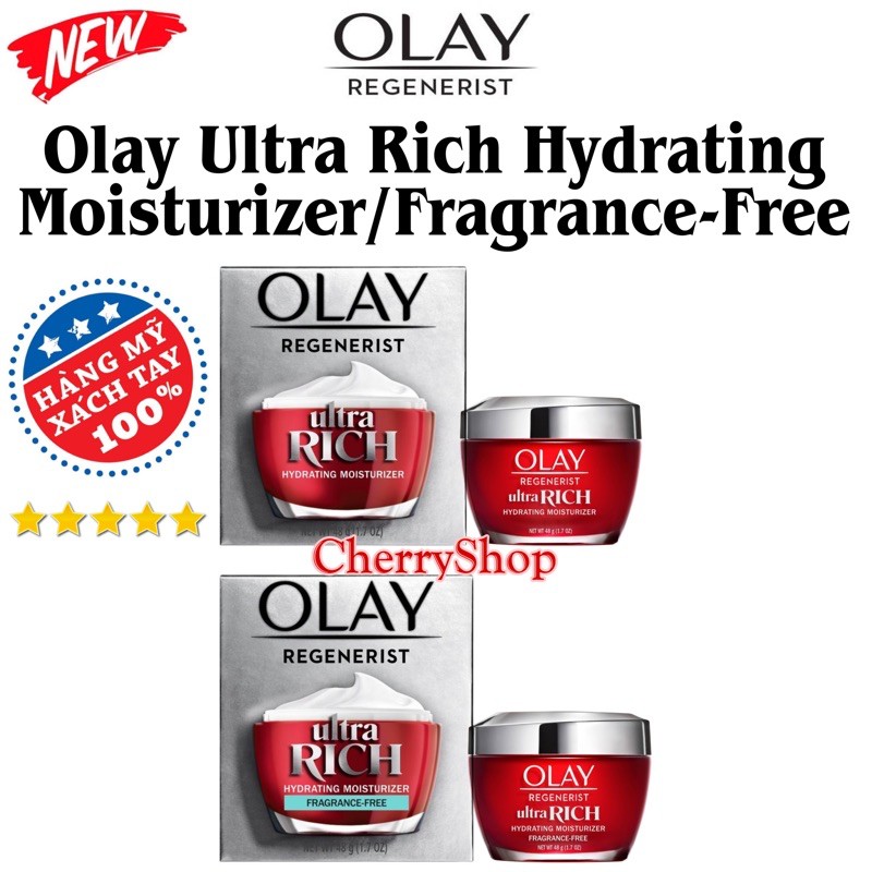 [NEW/Hàng USA] Kem dưỡng ẩm săn chắc da Olay Regenerist Ultra Rich Hydrating Moisturizer Fragrance Free (48g)