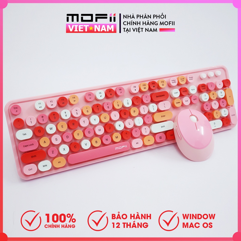 Combo Bàn Phím và Chuột Không Dây MOFII CANDY SWEET MIXED Chính Hãng tương thích cả WINDOWS VÀ MACOS