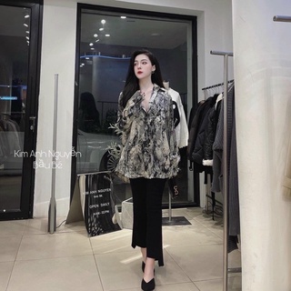 Áo sơ mi loang màu ghi đá cho nữ