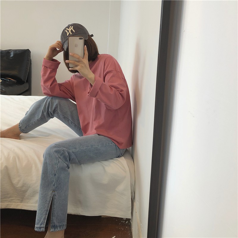 Quần jean nữ ống rộng SIMPLE Xẻ Line phong cách Hàn Quốc | BigBuy360 - bigbuy360.vn