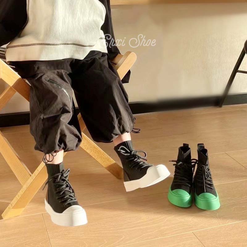 Oeteo Giày Bốt Cổ Cao Dệt Sợi Đa Năng Thời Trang Thường Ngày Cho Trẻ Em