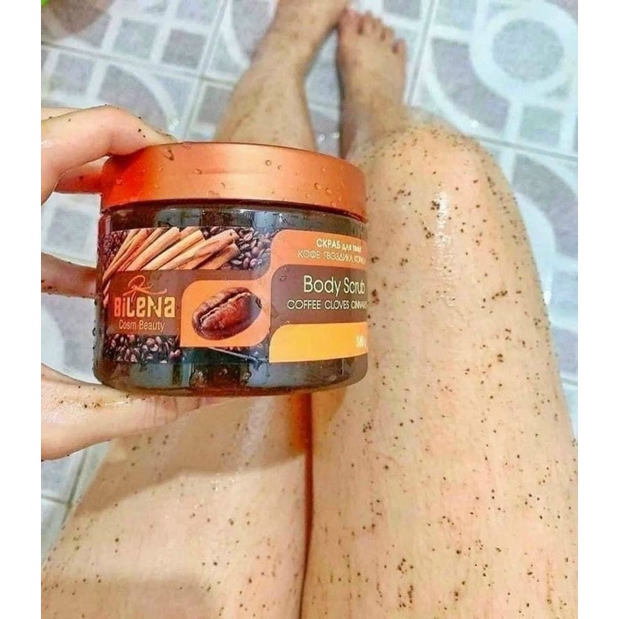 Tẩy tế bào chết body cơ thể quế hồi Bilena 250ml hàng chuẩn Nga 100% giúp da sáng trắng mịn, body scrub