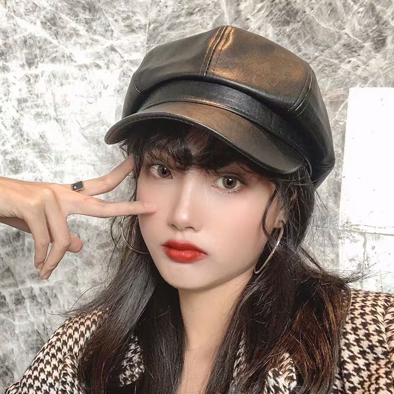 Mũ Beret Da Pu Phong Cách Hàn Quốc Cổ Điển Cho Nữ