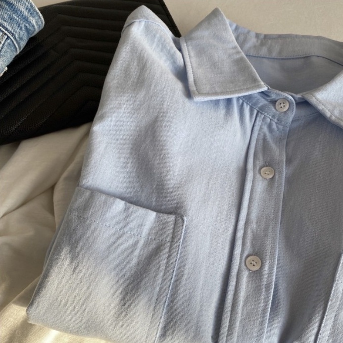 Áo sơ mi ZHELIHANGFEI tay dài dáng rộng phong cách đi học dễ phối đồ thời trang đơn giản cho nữ