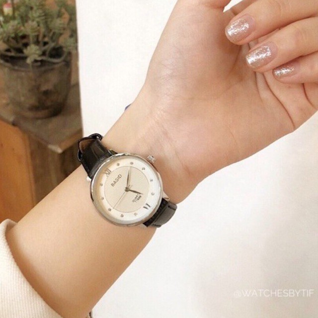 [KÈM VIDEO] Đồng hồ nam nữ BASID ĐÁ dây đen mặt trắng  (size 28mm/38mm) | BigBuy360 - bigbuy360.vn