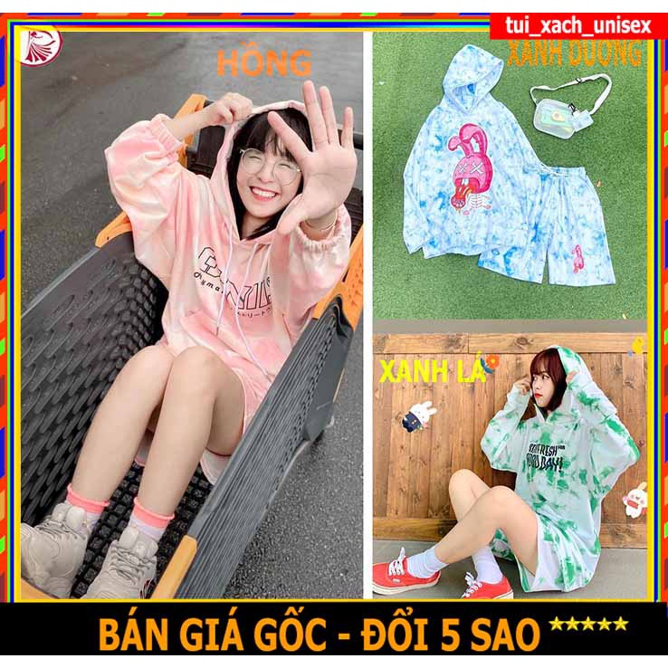 ❤️ GIÁ SỈ ❤️ BỘ NỈ THUN LOANG RẰN RI XANH - HỒNG - SET ĐỒ ÁO MIX QUẦN ĐÙI RẰN RI HOT SL