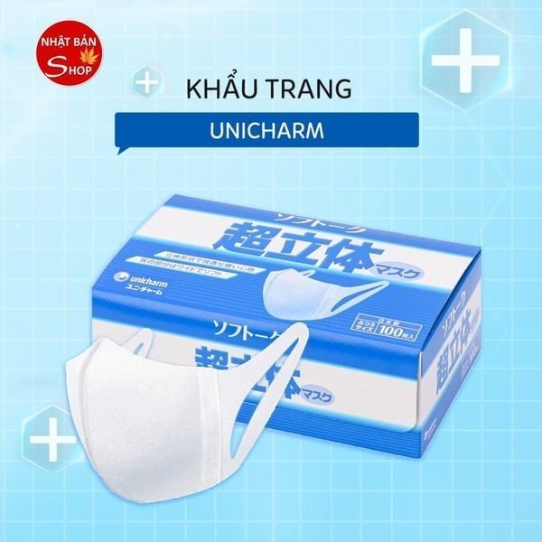 Khẩu trang 3D công nghệ dập nhật bản hộp 100 cái - Khẩu trang Unicham 3D Mask #unicharm