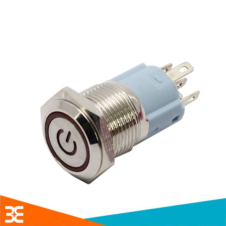 Nút Nhấn Đề Sắt Chống Nước Có Đèn Báo 12VDC-16mm Nhấn Giữ