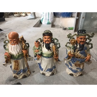 Bộ tượng tam đa phúc-lộc-thọ gốm sứ Bát Tràng cao 27cm