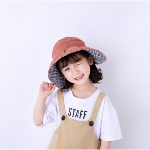 Mũ Vải Trẻ Em Rộng Vành Nửa Đầu Kèm Dây Nón (hàng quảng châu cao cấp)