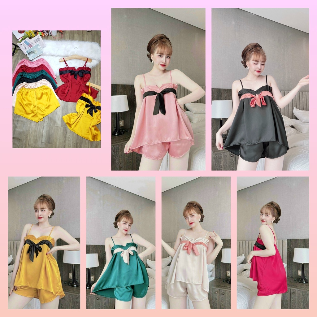 bộ đồ ngủ sexy nữ  2 dây, set 2 dây hở lưng dễ thương kute gợi cảm - cn66