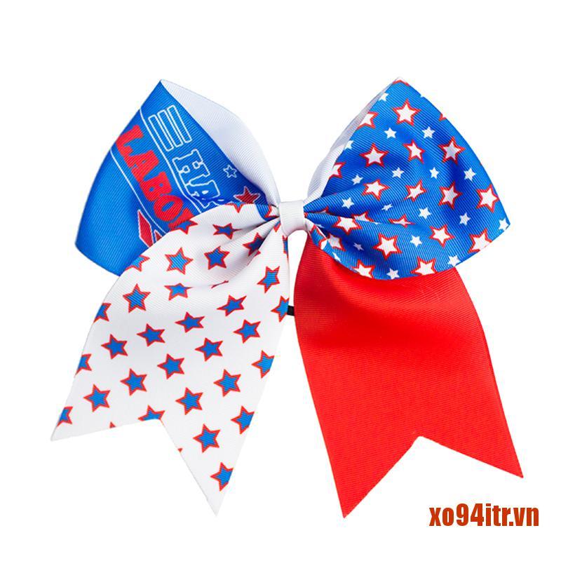 XOITR  American Flag Baby Hair Ribbon Bow Hair Clip Independence Day Bow Headband