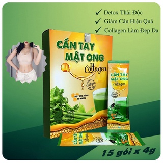 Bột Cần Tây Mật Ong Collagen 60g (15 gói x 4g) hỗ trợ giảm cân, detox thải độc, đẹp dáng sáng da