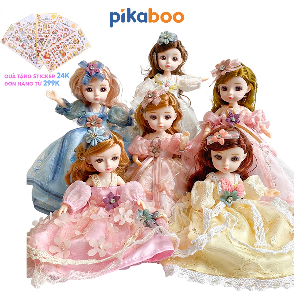 Đồ chơi búp bê công chúa cao cấp Pikaboo size 24cm với khớp tay chân linh hoạt chất liệu an toàn cho bé từ 3 tuổi