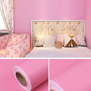 Decal giấy dán tường màu hồng trơn khổ rộng 45 cm keo sẵn