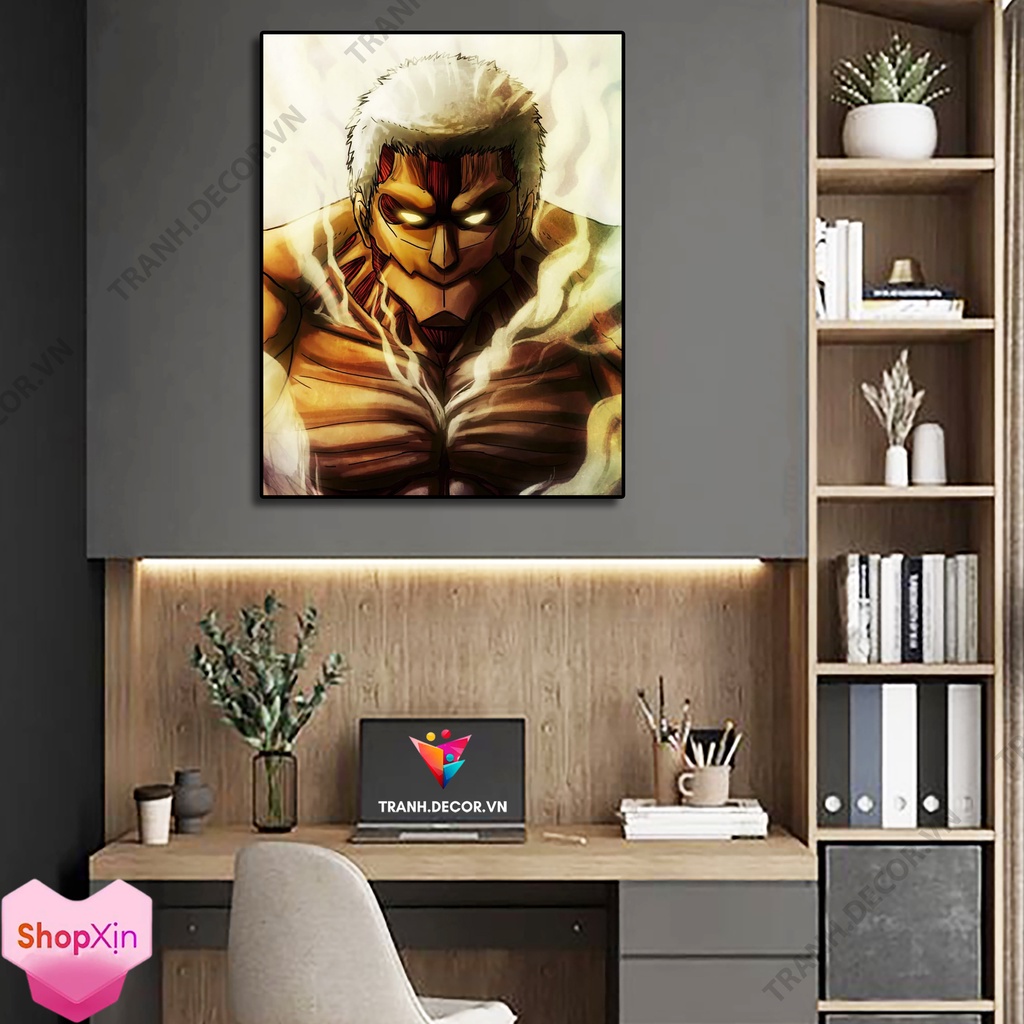 (Có Khung) Tranh Canvas 3D | Attack On Titan - In tranh theo yêu cầu, tặng kèm bộ đinh 3 chân treo tranh.