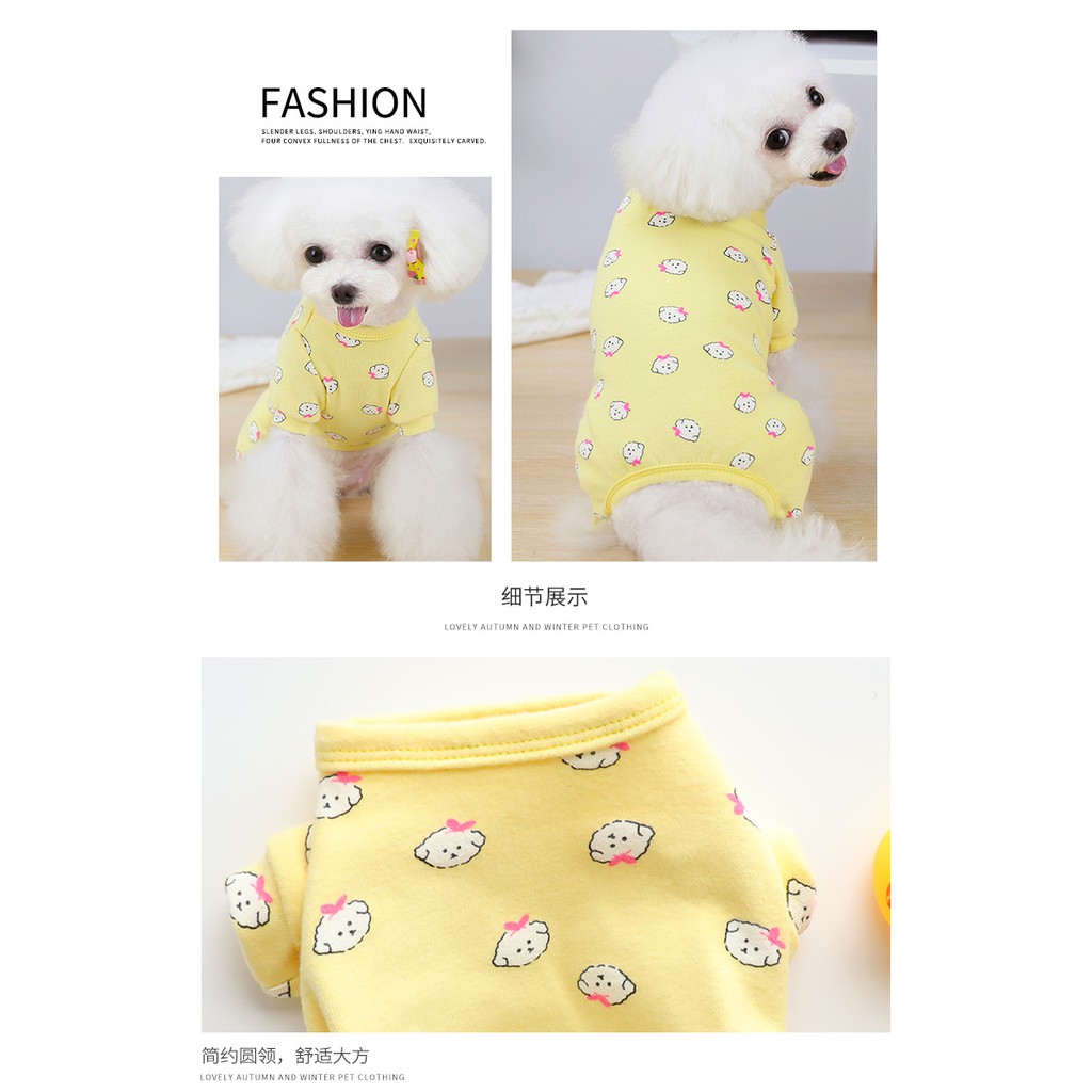 Bộ jum thun CAMQUYTSTORE in họa tiết cún bichon cho thú cưng