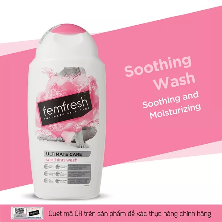 Dung dịch vệ sinh phụ nữ cao cấp Femfresh Soothing Wash 250ml - Hồng