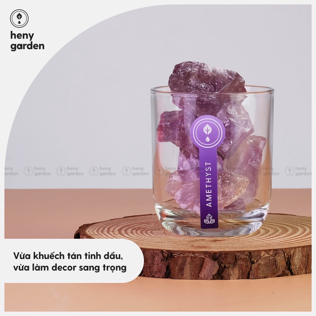 Đá Khuếch Tán Tinh Dầu Thơm Phòng Pha Lê Amethyst Heny Garden Thay Thế Máy Xông, Làm Sạch Không Khí