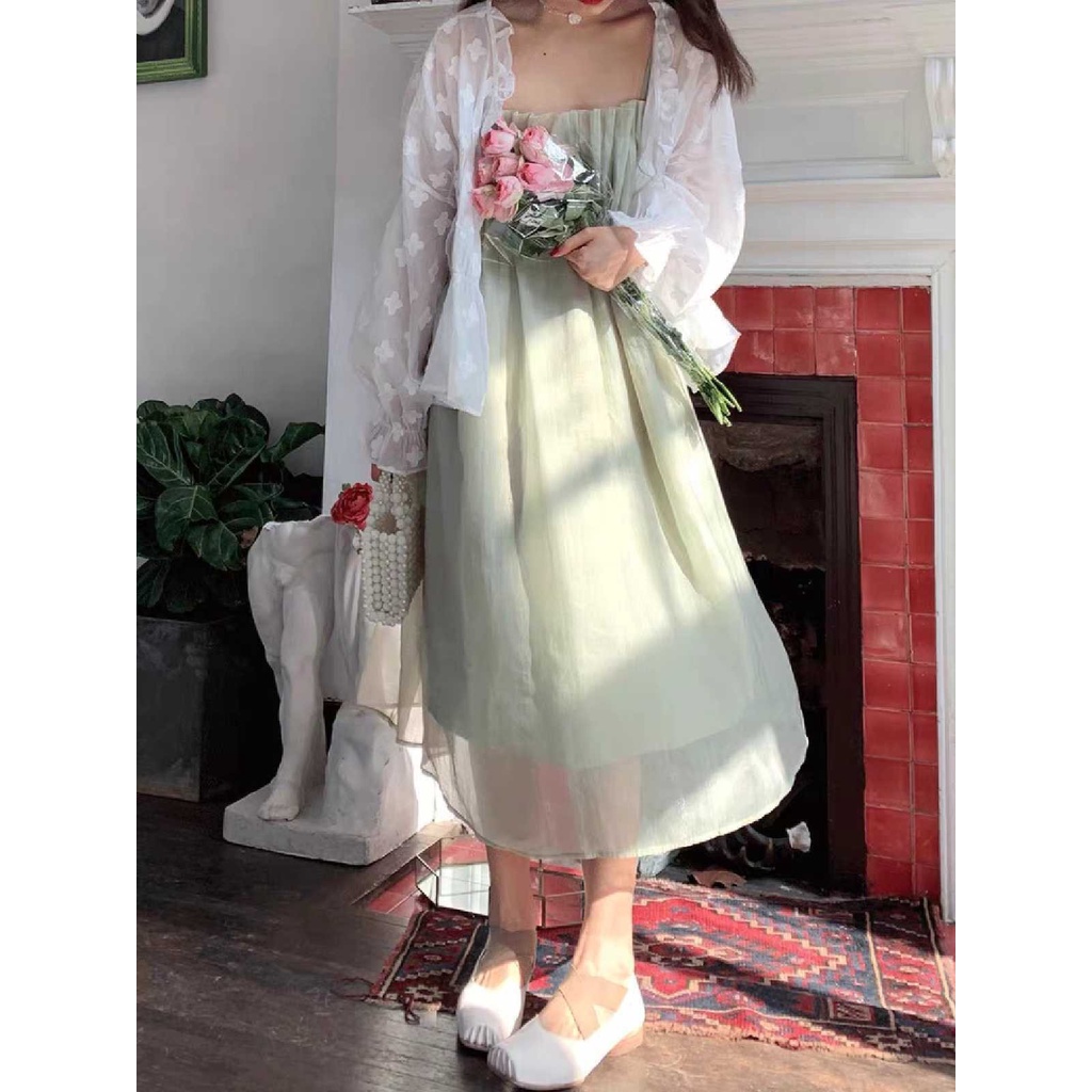 Váy hai dây voan nàng thơ dễ thương mùa hè ngọt ngào